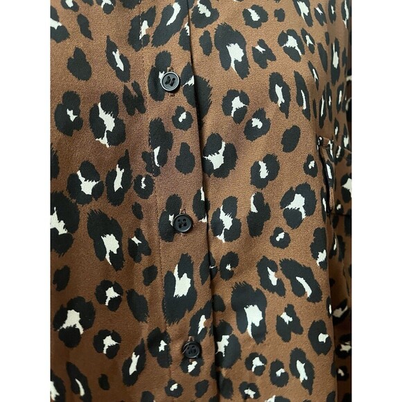 NWT Pleione Plus Size  Satin Button Up Dark Brown Leopard Top Women’s Size 2x - Picture 10 of 12